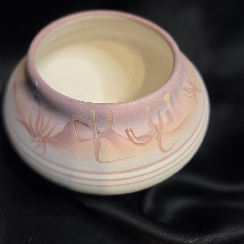 New West Pottery, 1993 Vintage Elegant Pink and Cream Signed Ceramic Vase